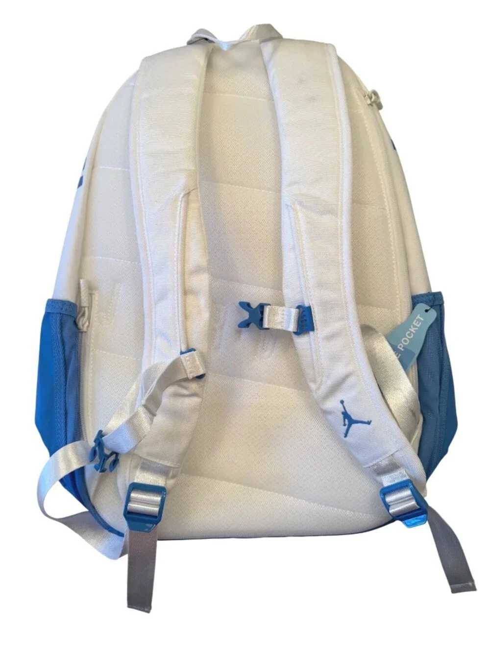 Air Jordan Jumpman 15 Backpack  White Blue Laptop Zipper Pockets NWT